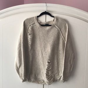 sparkle & fade oatmeal color slashed sweater